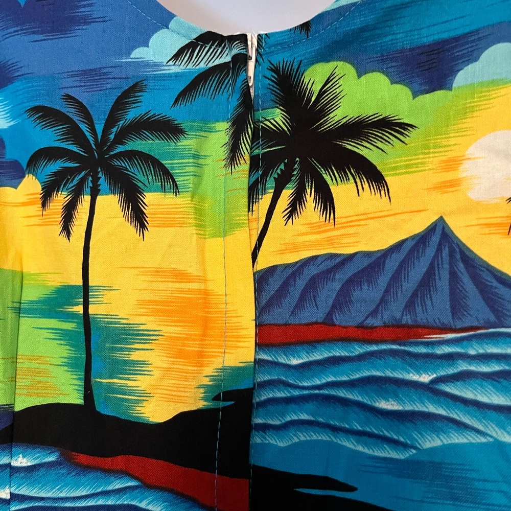 Pacific Legend Hawaii Dress Tropical Palm Print Cotton Sleeveless Size M - Picture 4 of 9